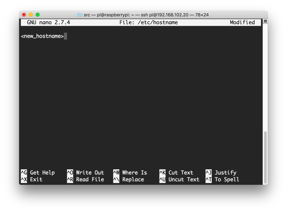 Editing /etc/hostname in nano