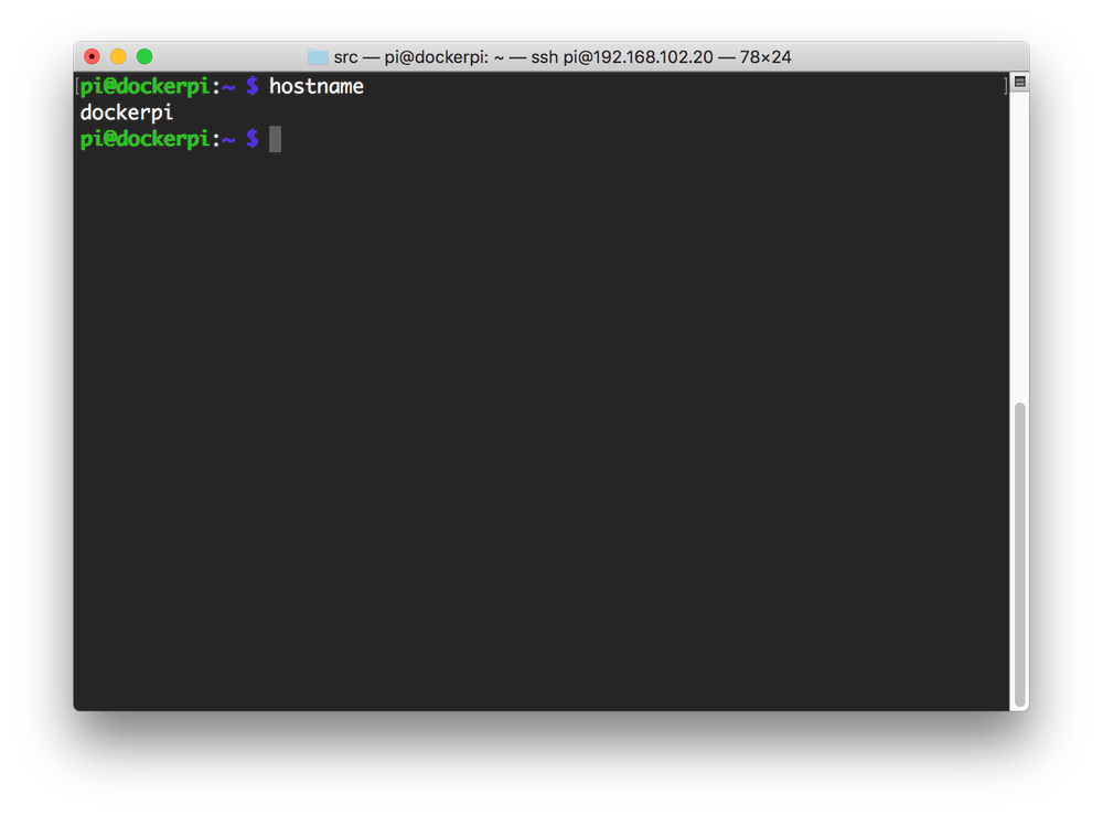 Verifying the new hostname with the hostname command